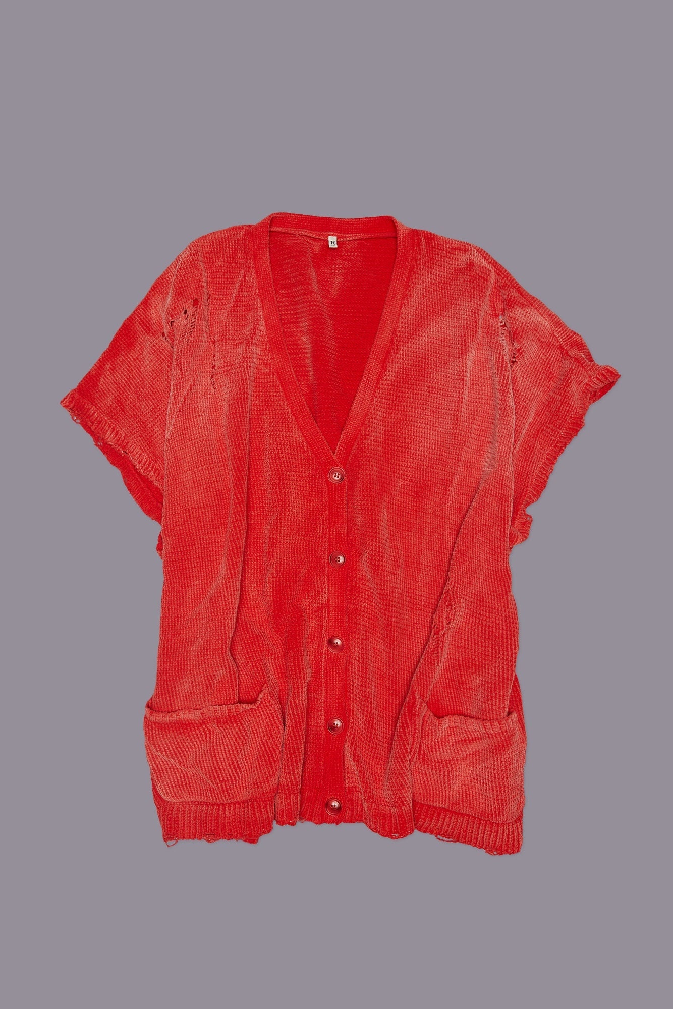 SLEEVELESS BOXY CARDIGAN DRESS - RED - R13 - 3