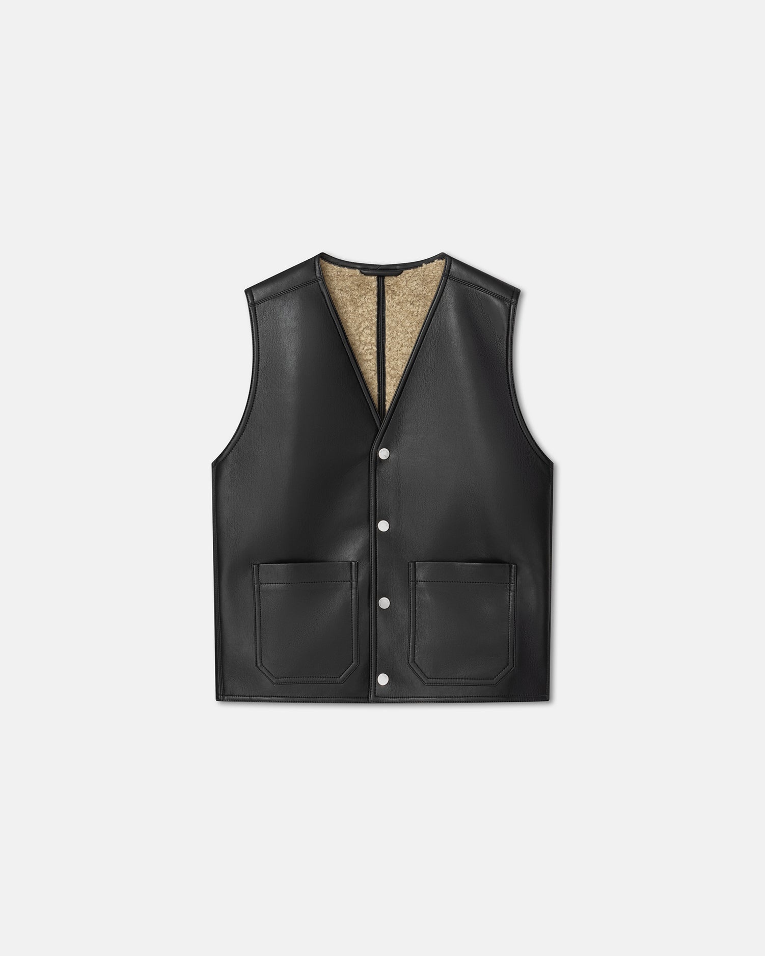 Reversible Bonded Shearling Vest - 1