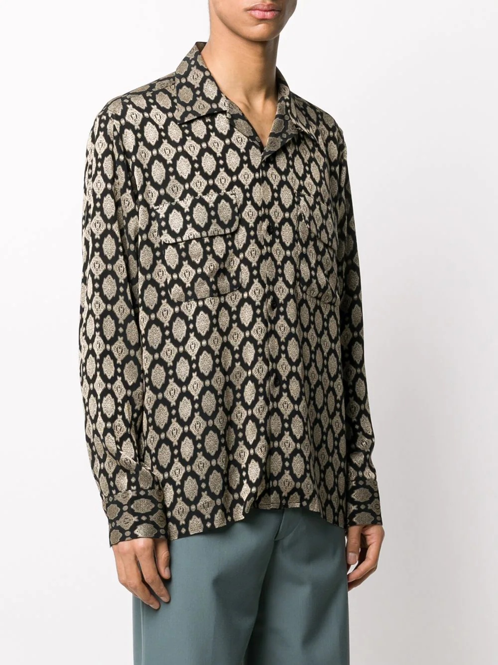 long sleeve baroque print shirt - 3