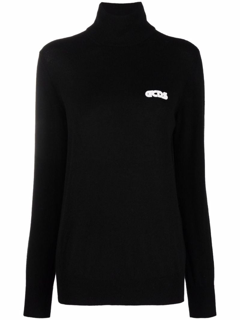 embroidered logo roll neck jumper - 1