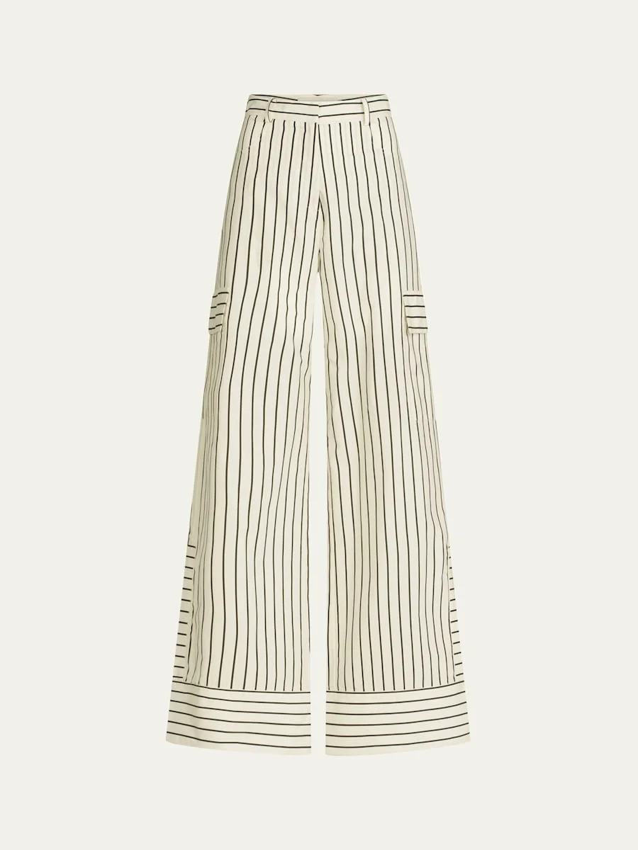 Falak Striped Wide Leg Cargo Pants - 1