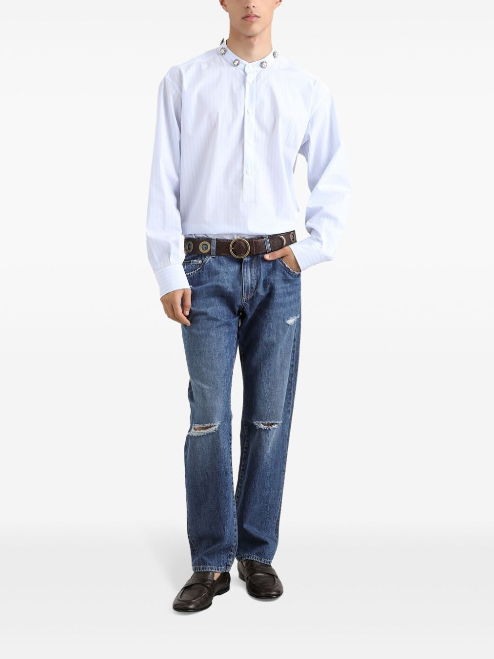Dolce & Gabbana Men Classic Cotton Jeans With Tag With Abrasions - 4