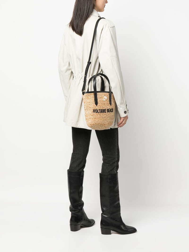 Zadig & Voltaire embroidered-logo raffia beach bag outlook