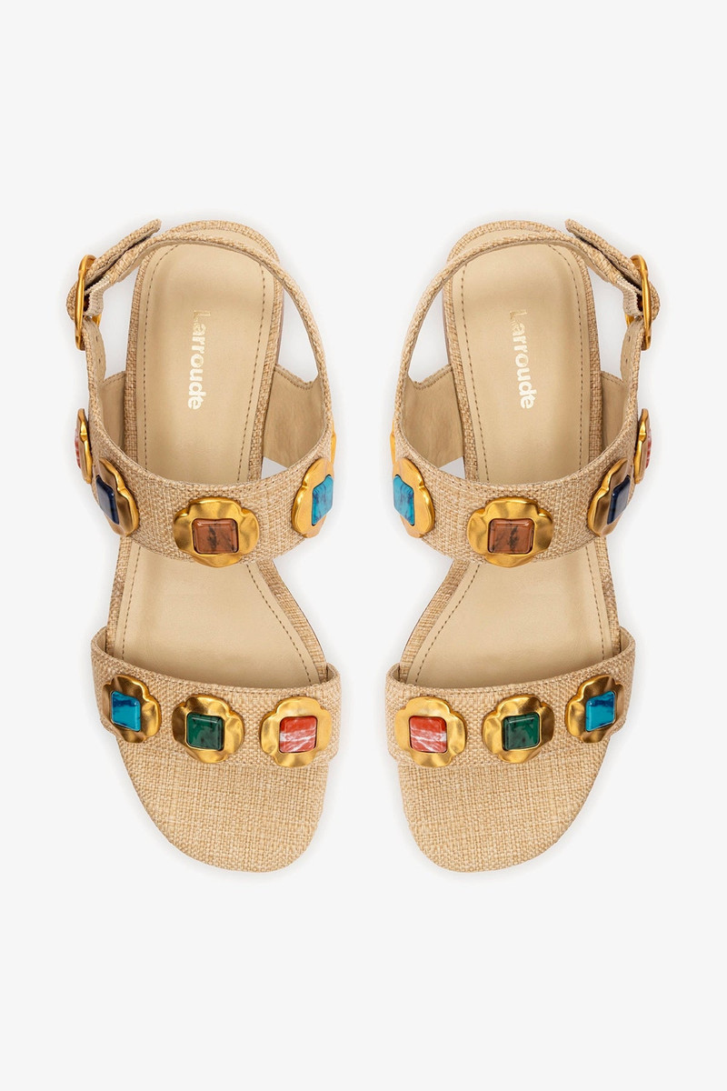 Milan Gioiello Flat In Beige Raffia 6