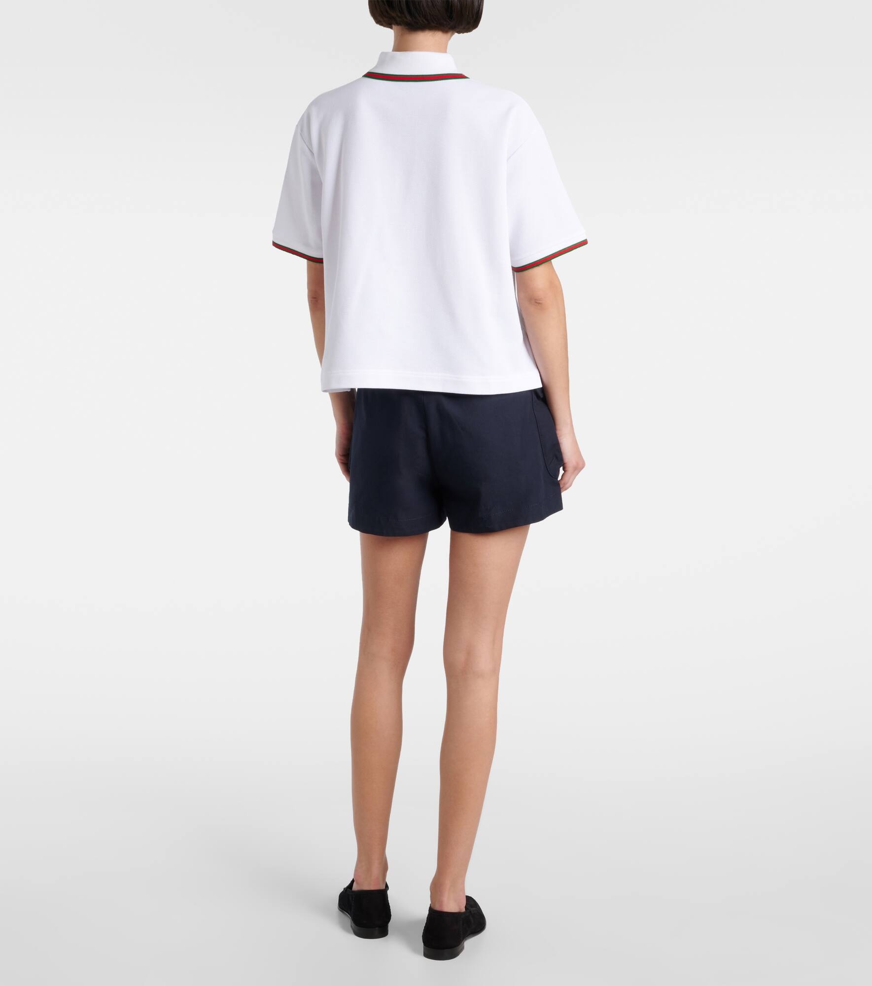 Web Stripe cropped cotton piqué polo shirt - 3