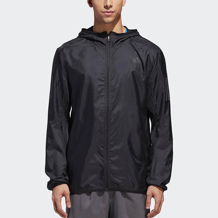 adidas Own The Run Jkt Running Athleisure Casual Sports hooded Zipper Jacket Black DN8763 - 3