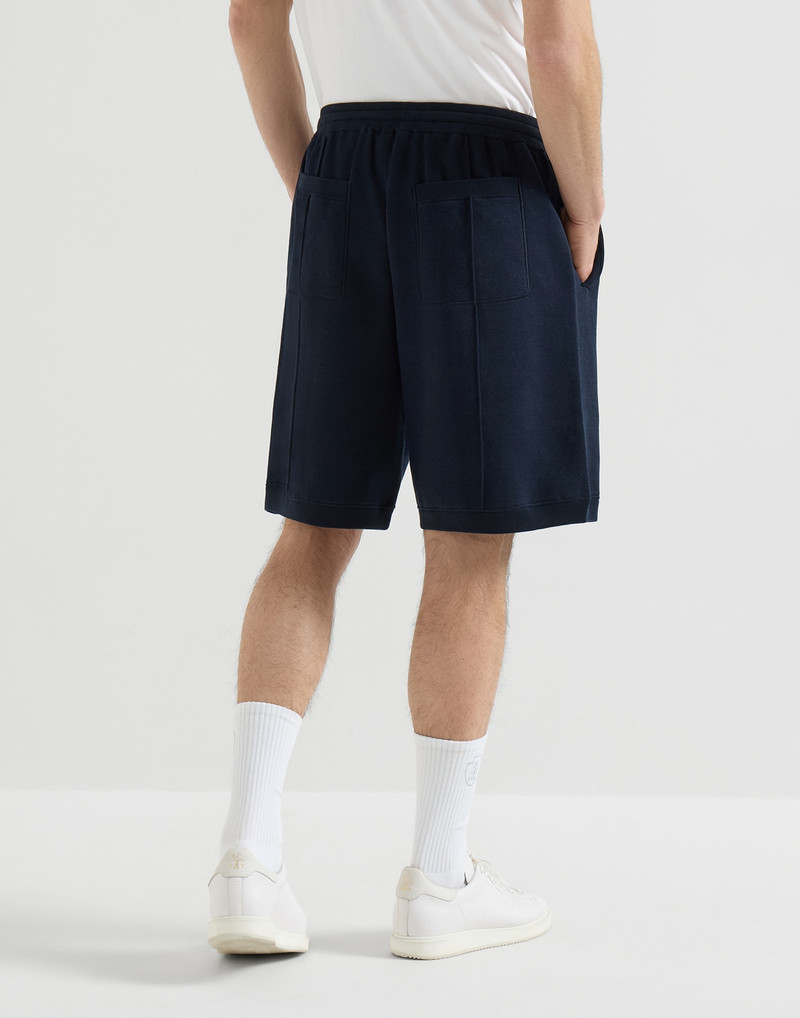 Cotton and silk French terry double knit Bermuda shorts with logo 3
