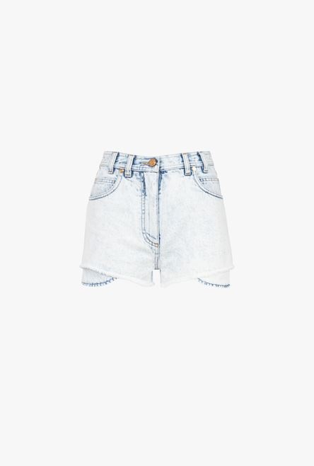HIGH SUMMER CAPSULE- Light blue denim high-waisted shorts - 1