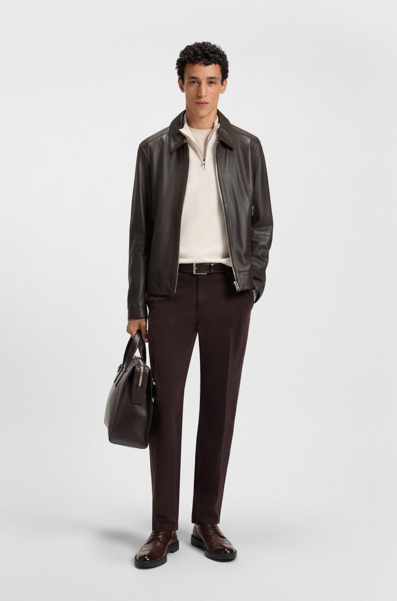 BOSS REGULAR-FIT LEATHER JACKET WITH ZIP CLOSURE outlook