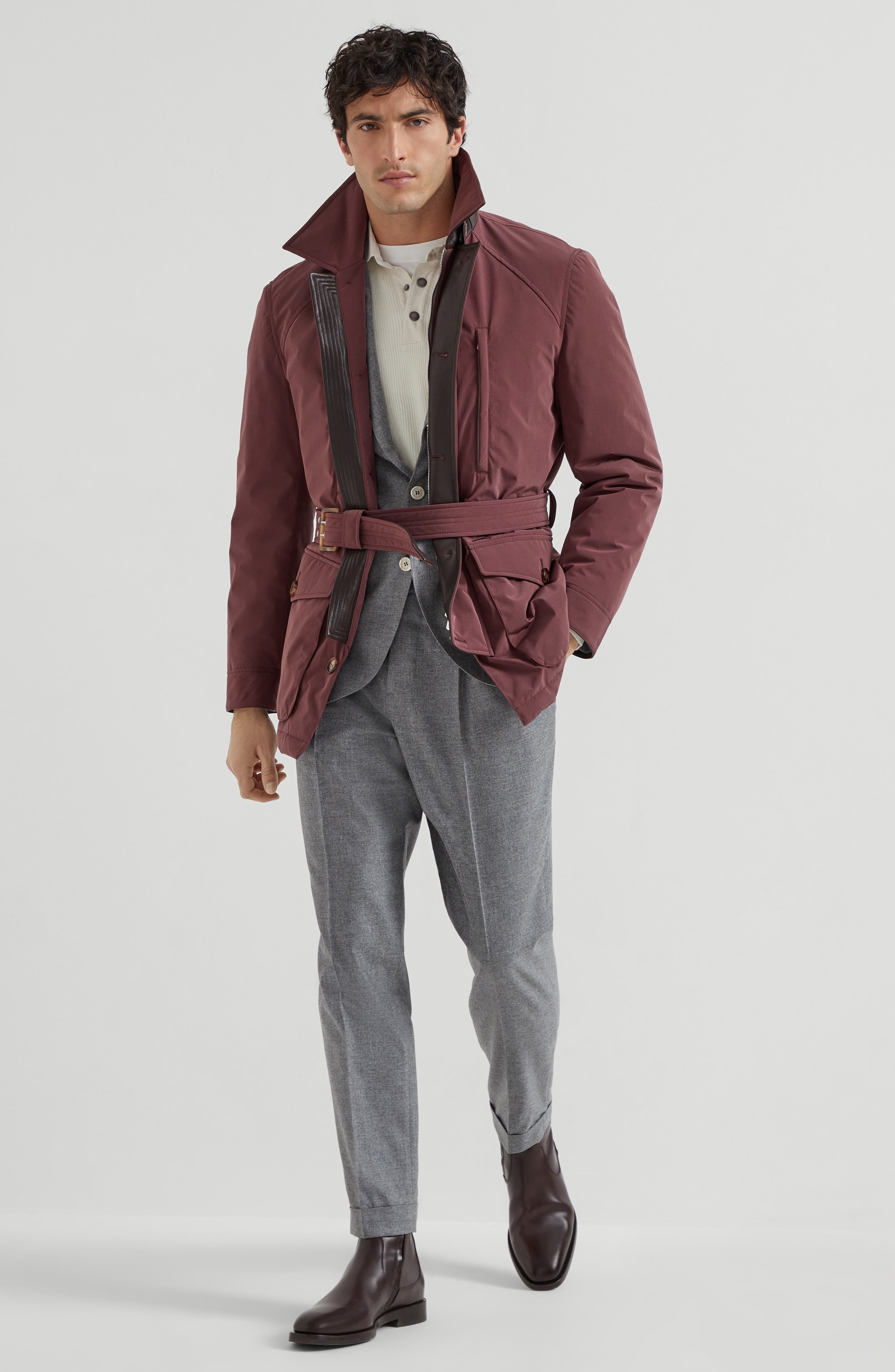 Brunello Cucinelli Rib knit polo in Panama at Nordstrom - 6