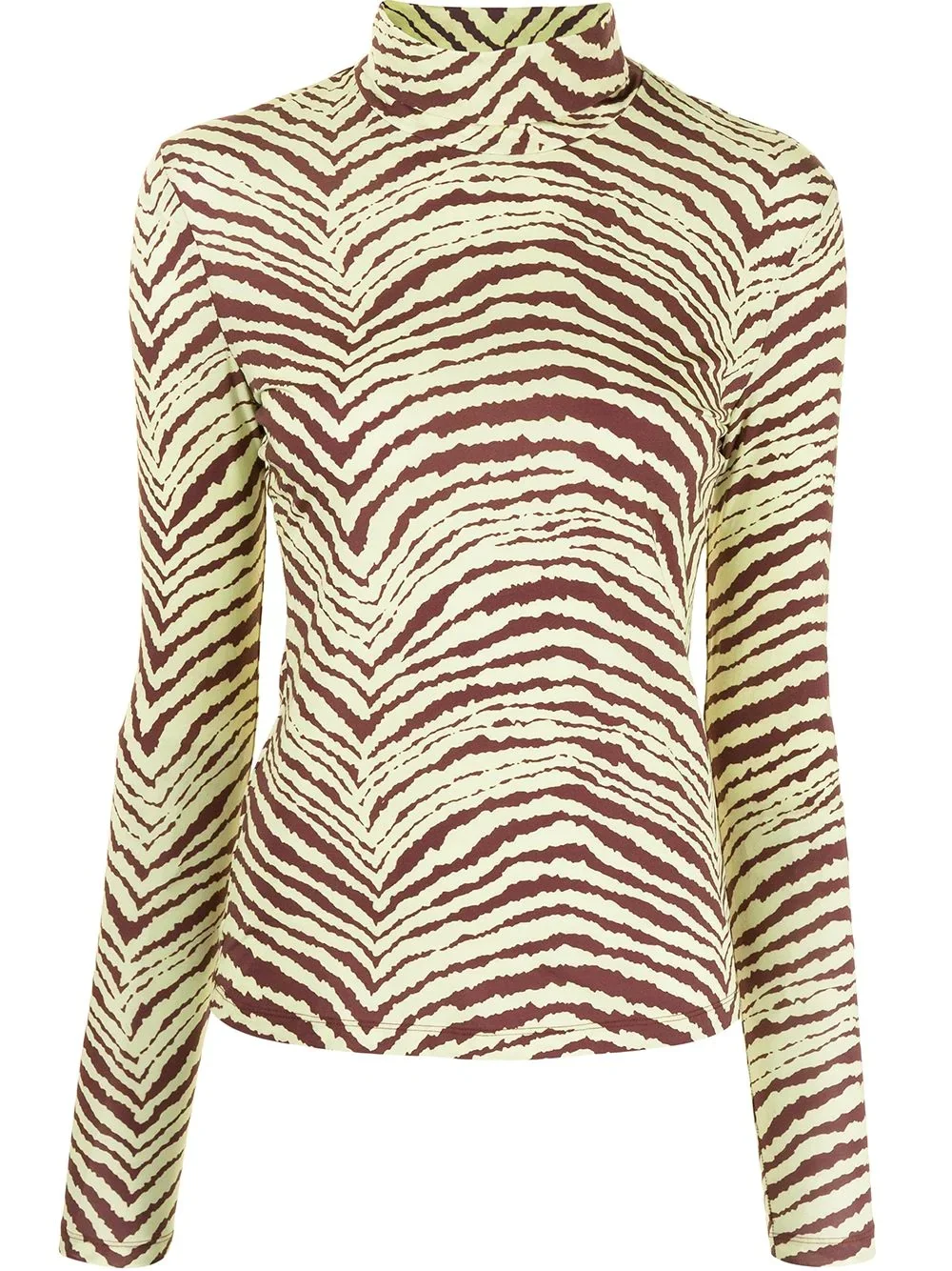 tiger-print high-neck top - 1