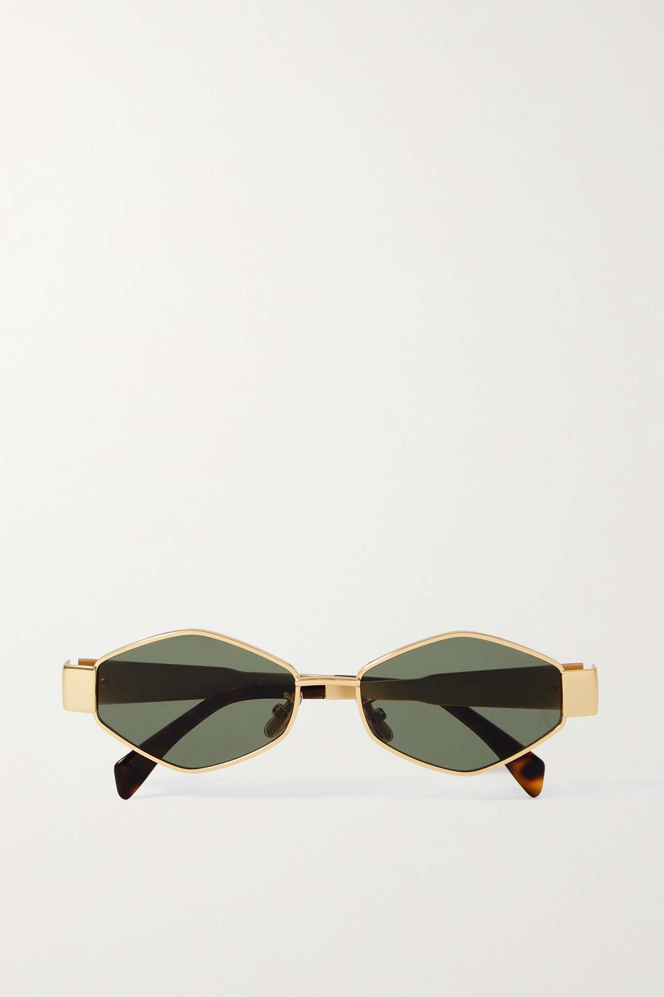 Triomphe hexagon-frame gold-tone and tortoiseshell acetate sunglasses - 1