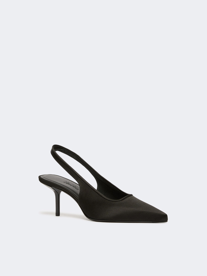 Max Mara AIRONE Viscose and silk satin slingbacks - BLACK outlook