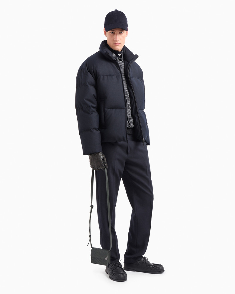 EMPORIO ARMANI FULL-ZIP DOWN JACKET IN A QUILTED WOOL-BLEND TWILL outlook