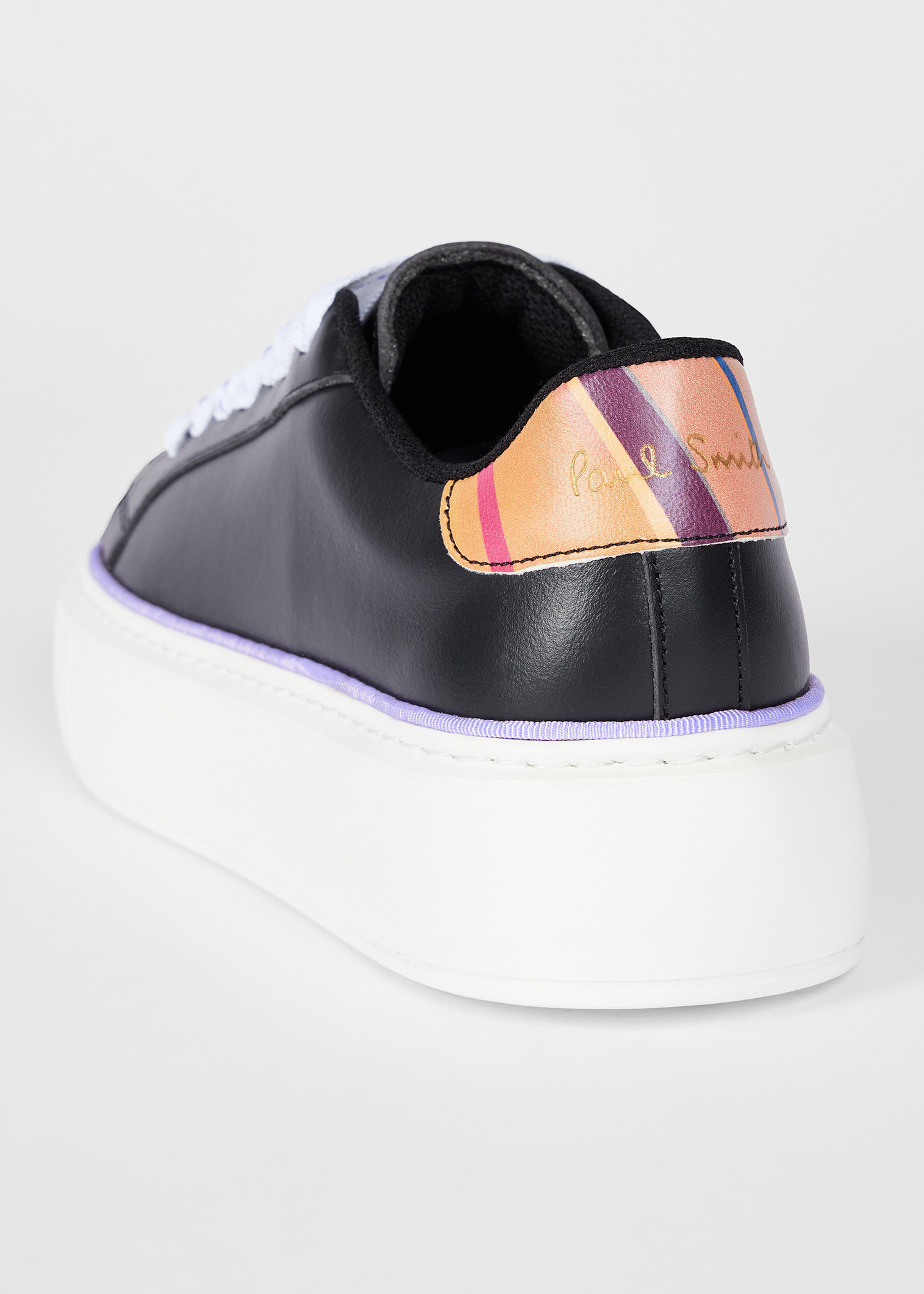 Women's Black Leather 'Guppy' Platform Trainers - 4