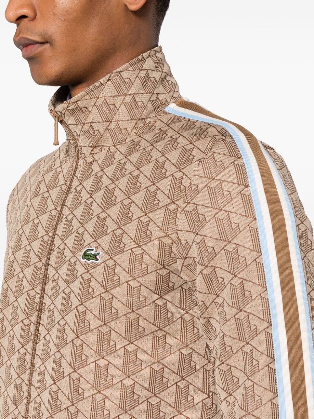 logo-jacquard zip-up sweatshirt - 5