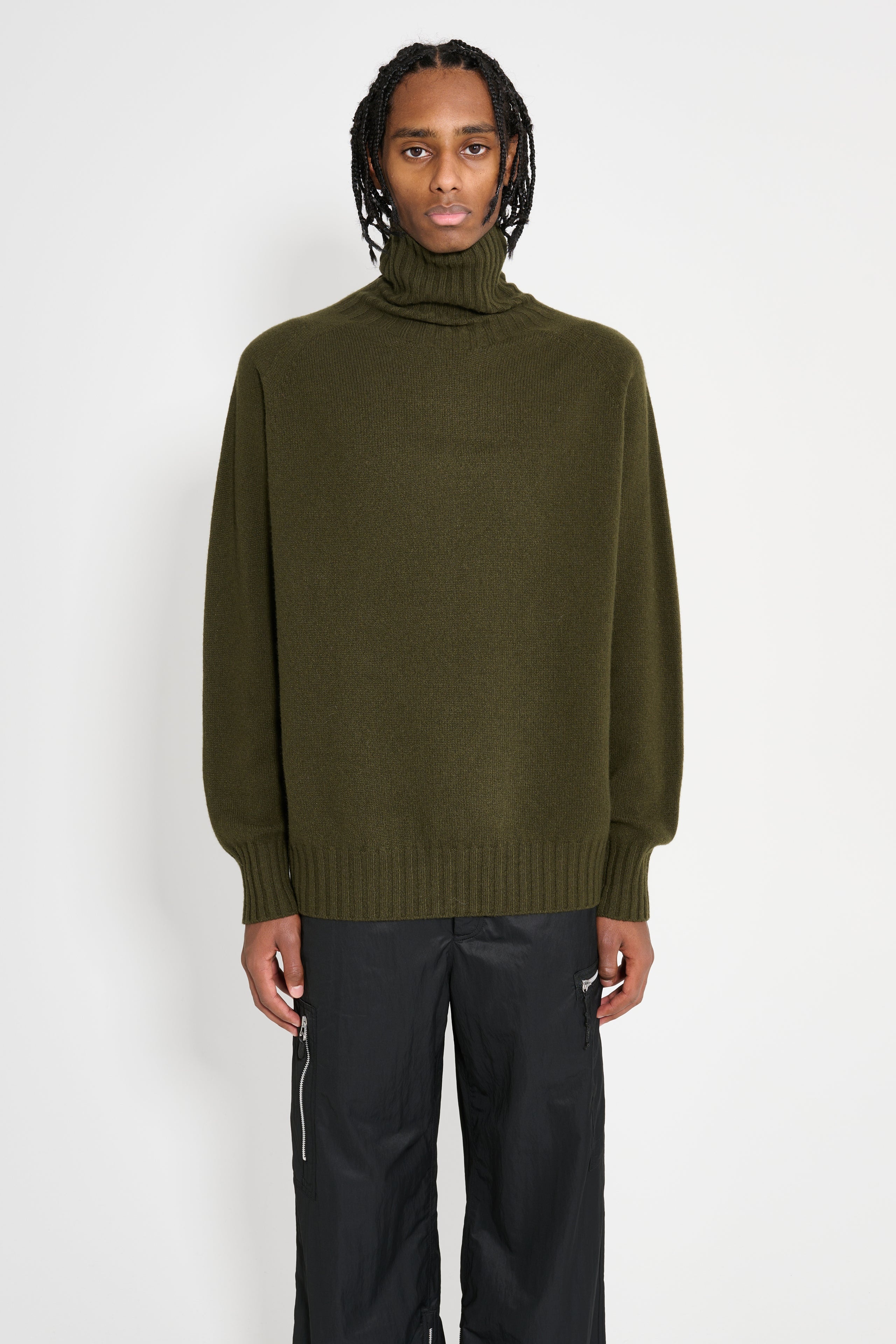 MARGARET HOWELL WIDE ROLL NECK CASHMERE KELP - 1