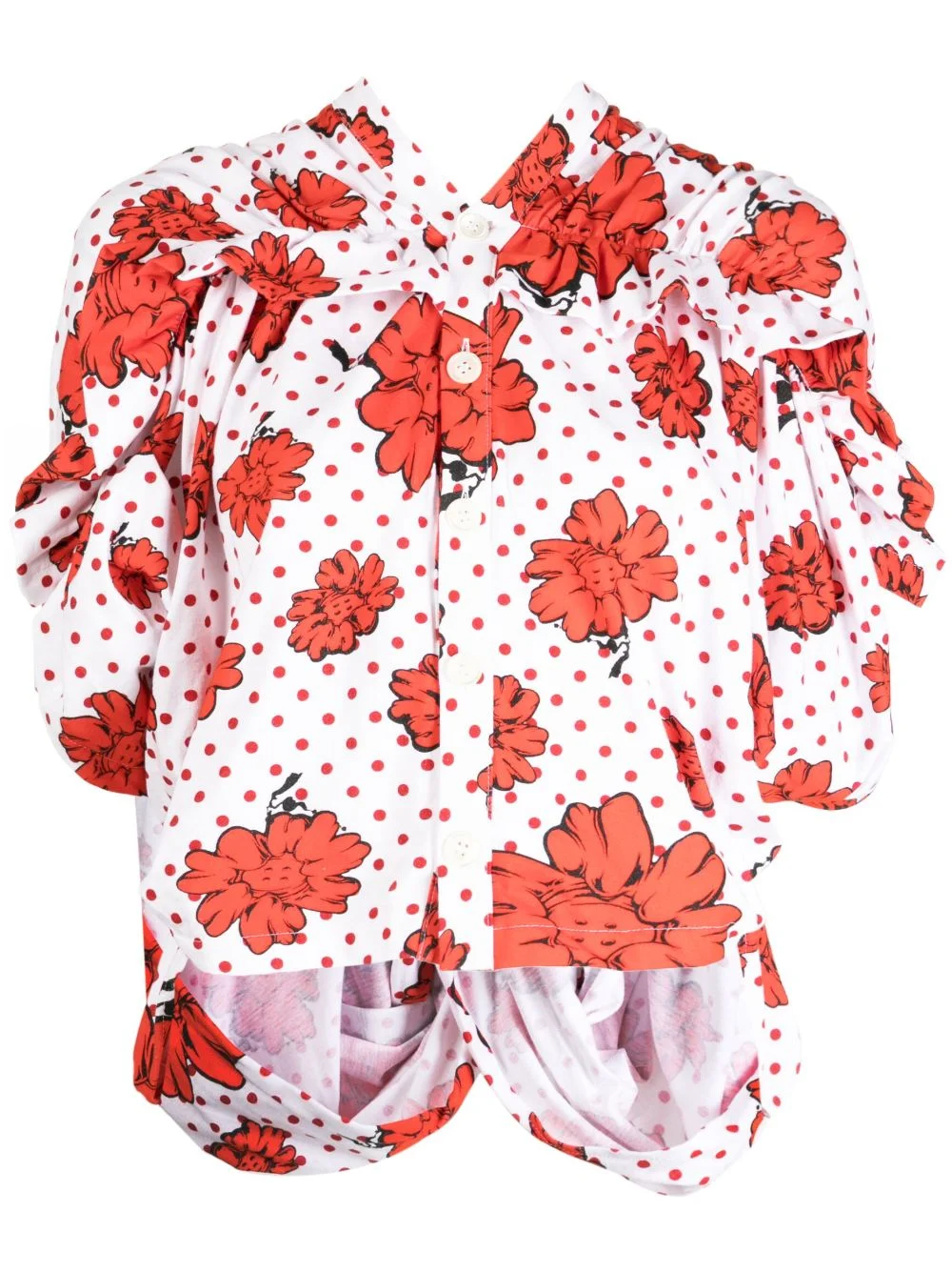 x Shun Sudo printed ruffle-detail shirt - 1