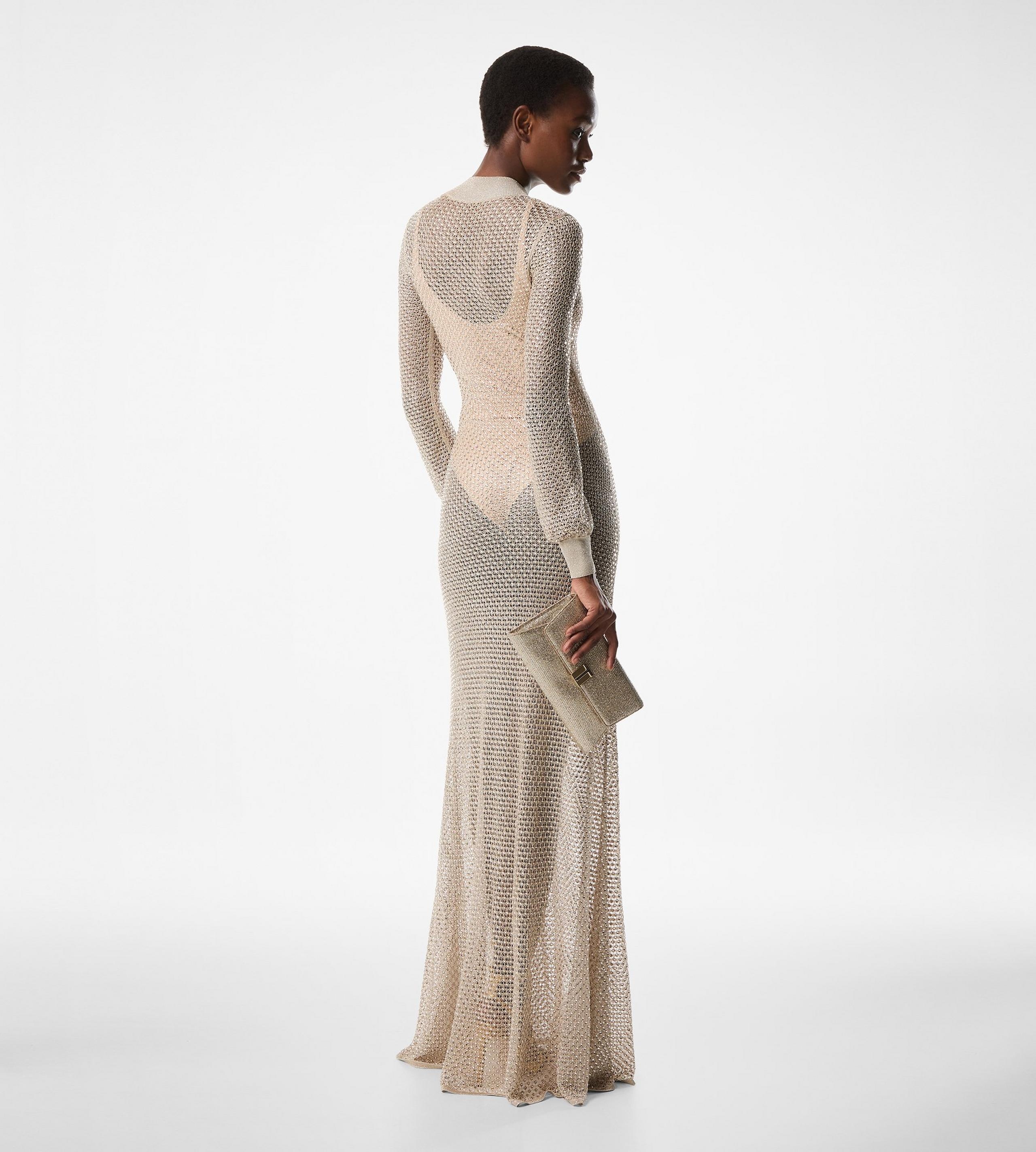 LONG DRESS WITH ROMANTIC SLEEVES AND MOCK NECK - 4