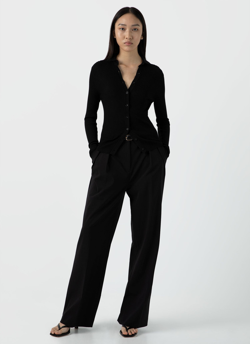 Sunspel Mulberry Silk Rib Cardigan outlook