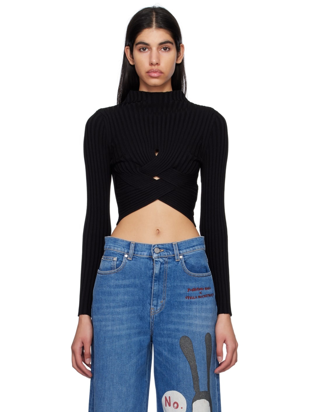 Black Criss-Crossing Turtleneck - 1