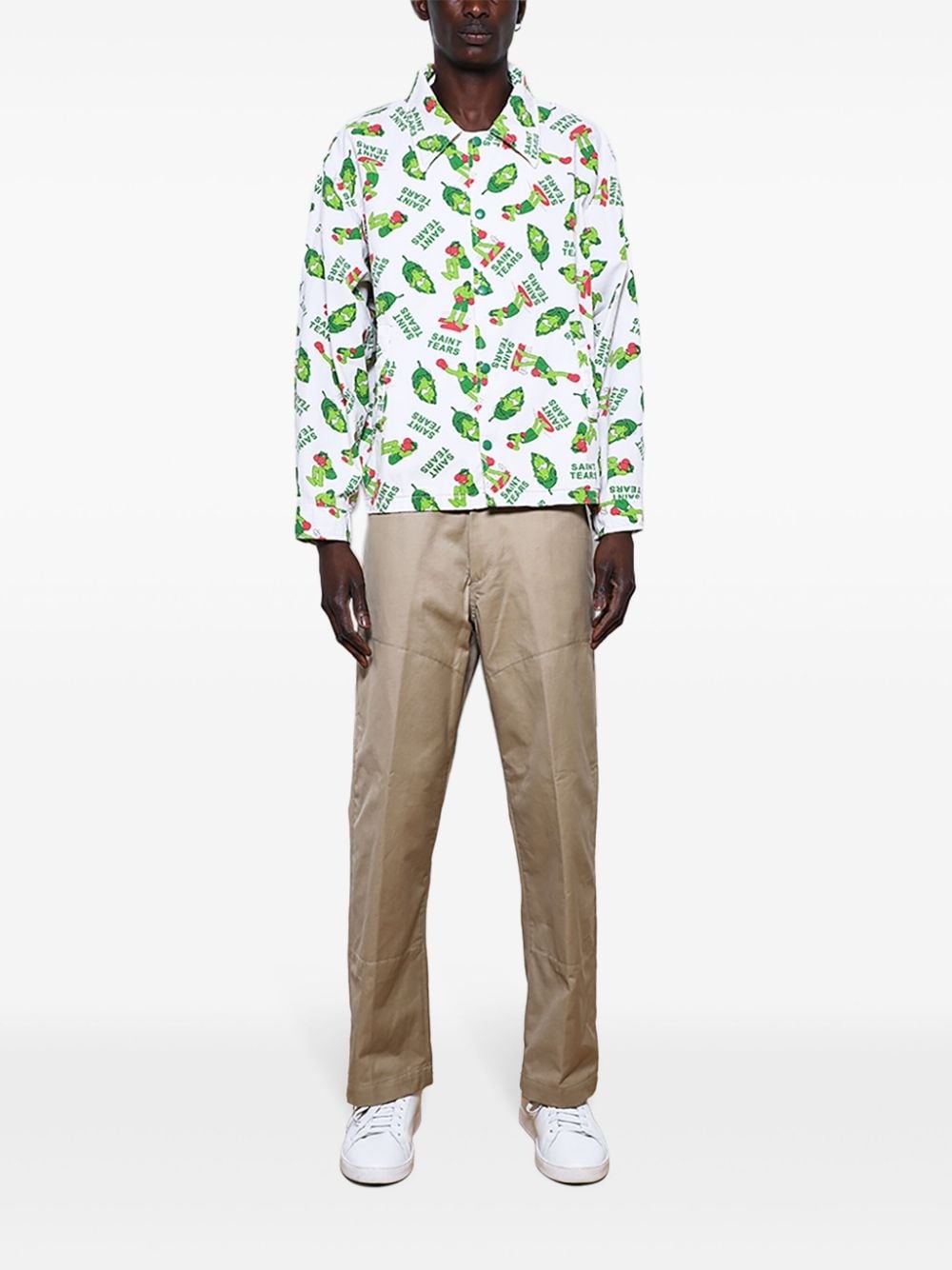 pattern-print shirt jacket - 2