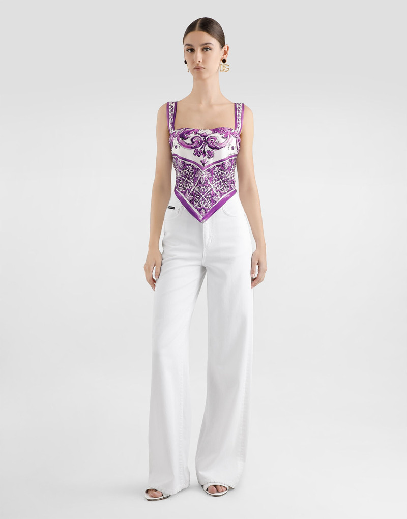 Dolce & Gabbana Majolica-print silk top outlook