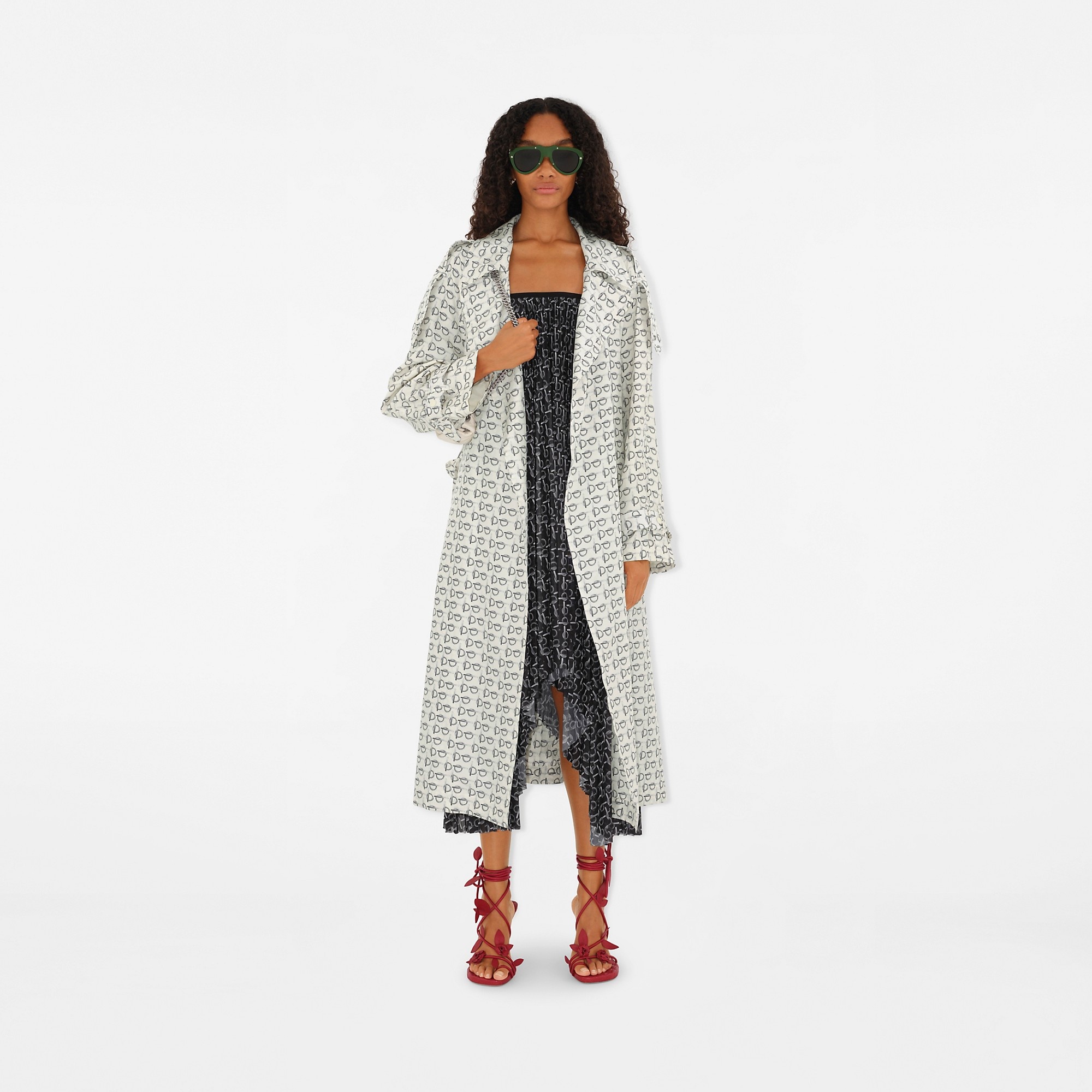 Long B Silk Trench Coat - 2
