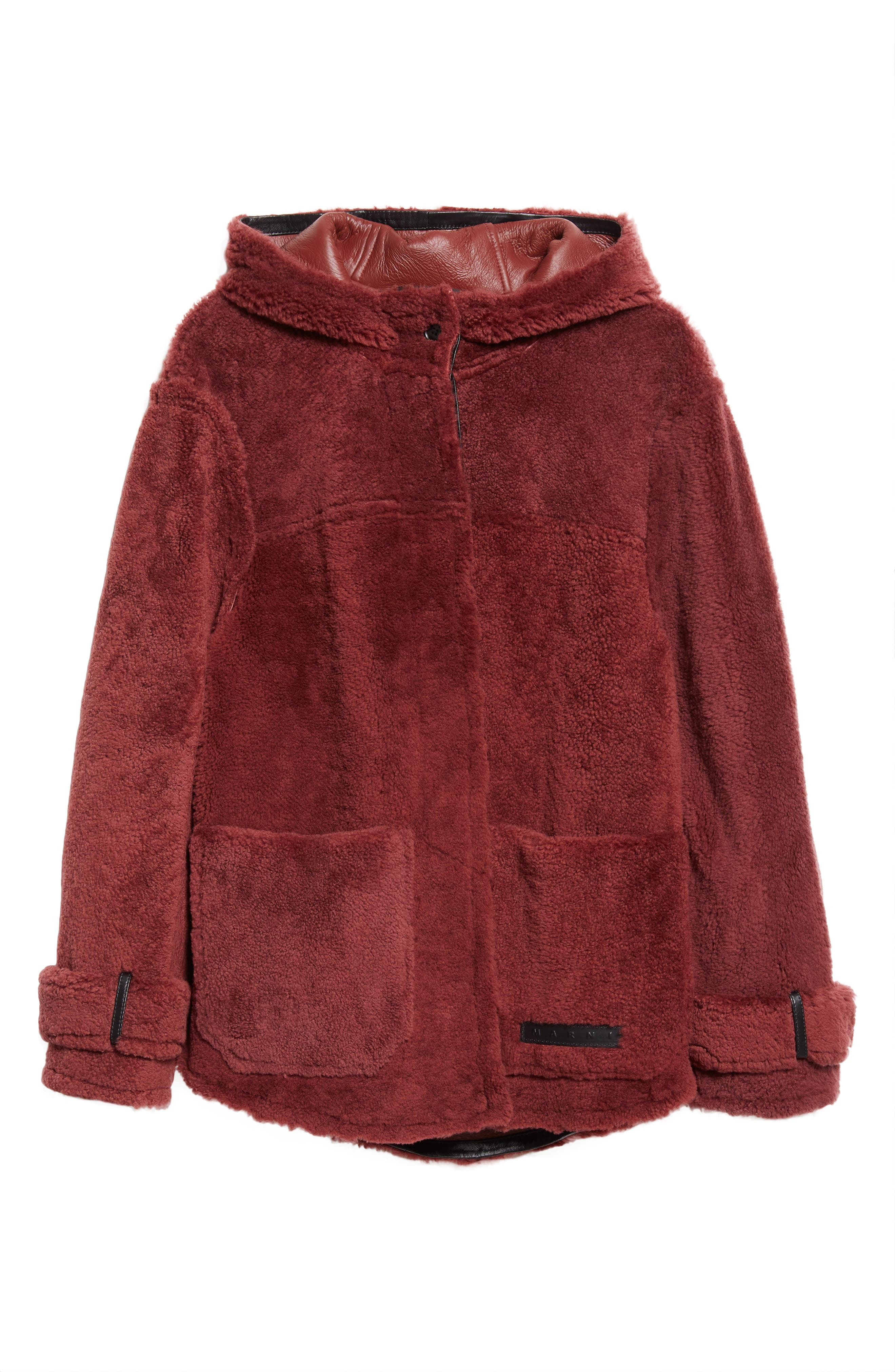 Marni Genuine Shearling Hooded Jacket in Rom88 Peat at Nordstrom - 7