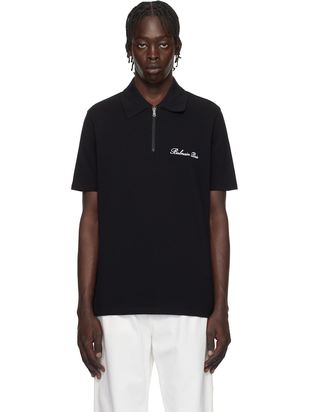 Black Short-Sleeved Polo - 1