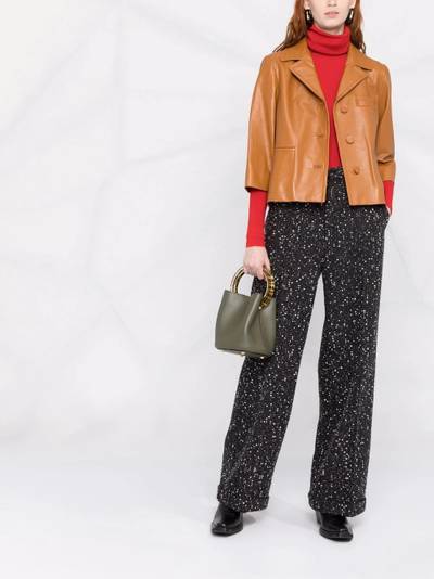 Marni collared leather jacket outlook