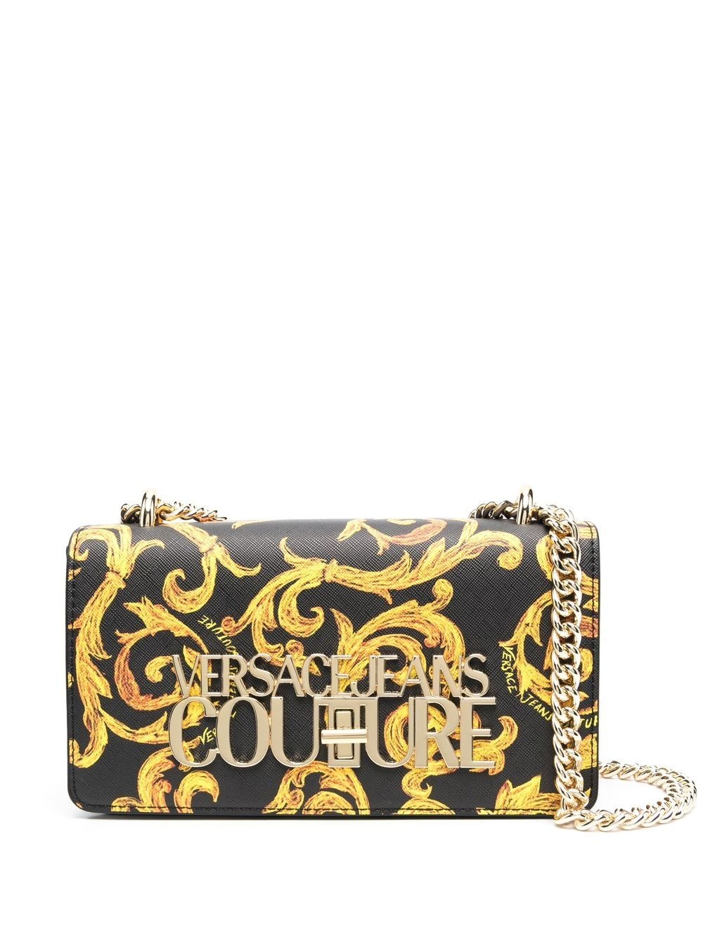 logo-plaque printed shoulder bag - 1