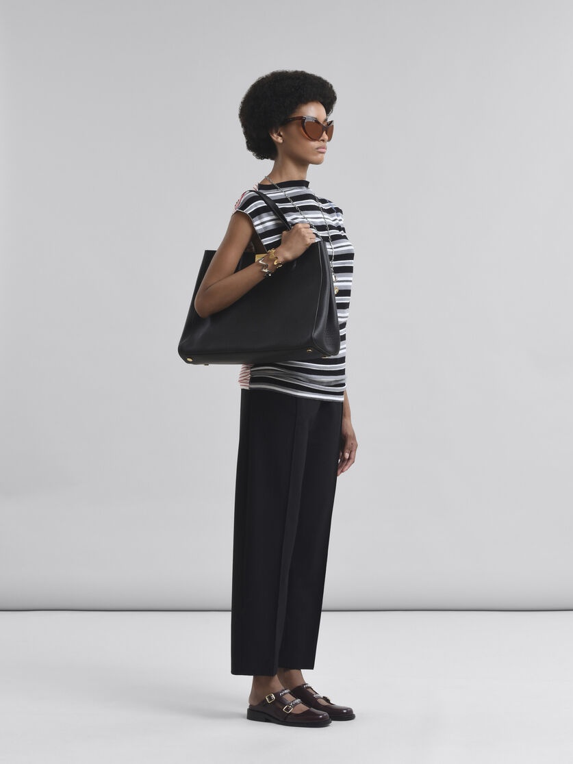 BLACK WOOL BLEND TROUSERS WITH MARNI SYMBOL - 5