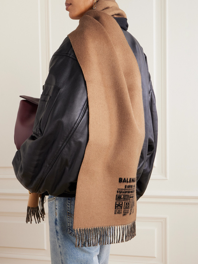 BALENCIAGA Fringed Two-tone Cashmere And Wool-blend Jacquard Scarf outlook