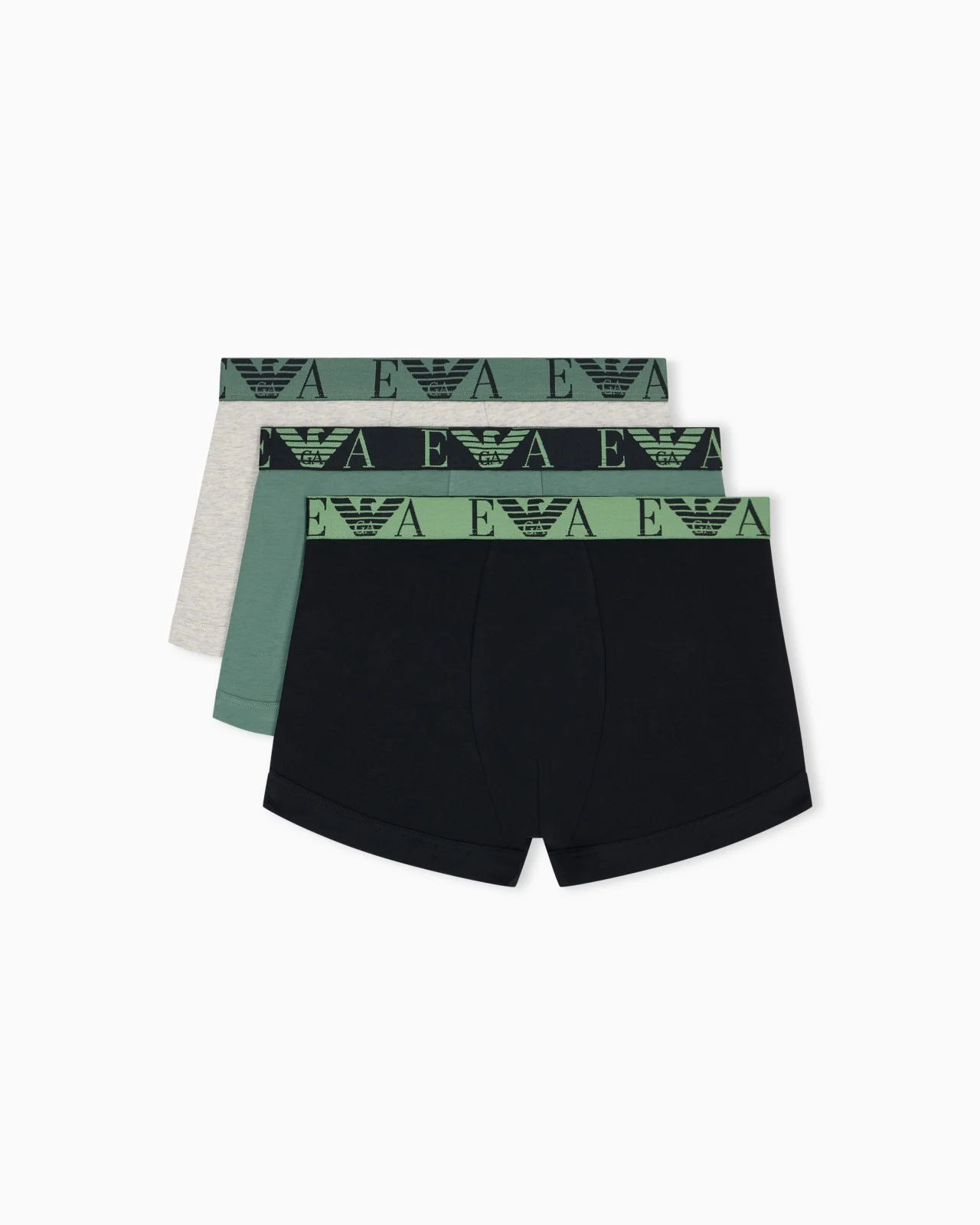 REGULAR FIT 3-PACK JERSEY TRUNKS WITH A BOLD MONOGRAM - 1