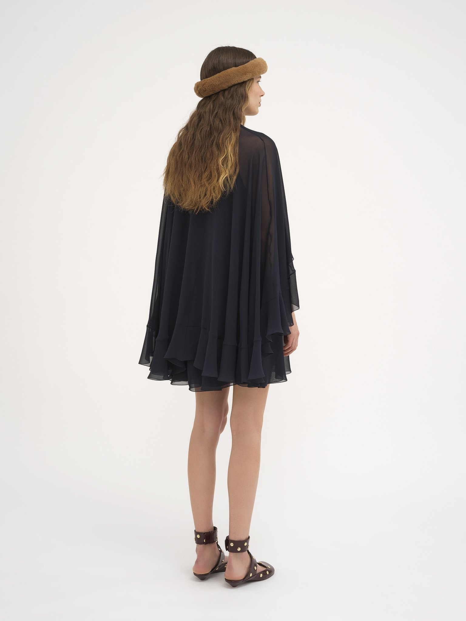 MINI CAPE DRESS IN SILK GEORGETTE - 6