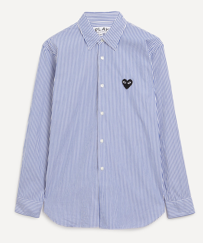 Blue Striped Black Heart Shirt - 1