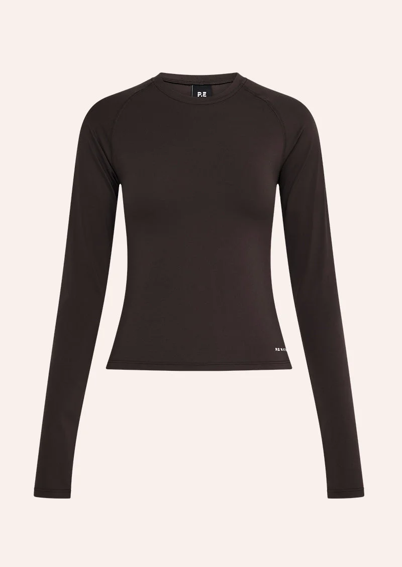 SIGNATURE LONG SLEEVE TOP IN COFFEE - 1
