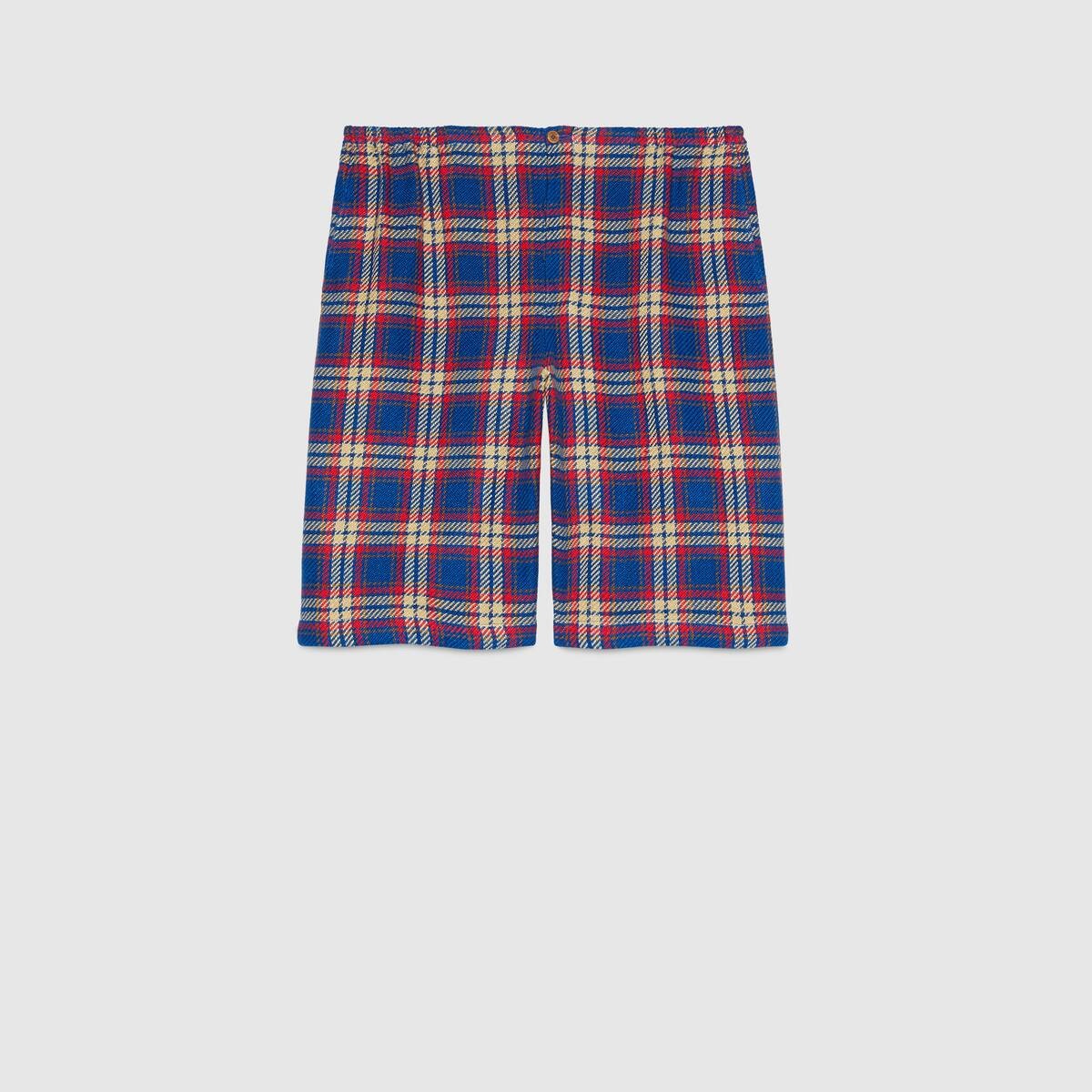 Check cotton linen shorts with anchor - 1