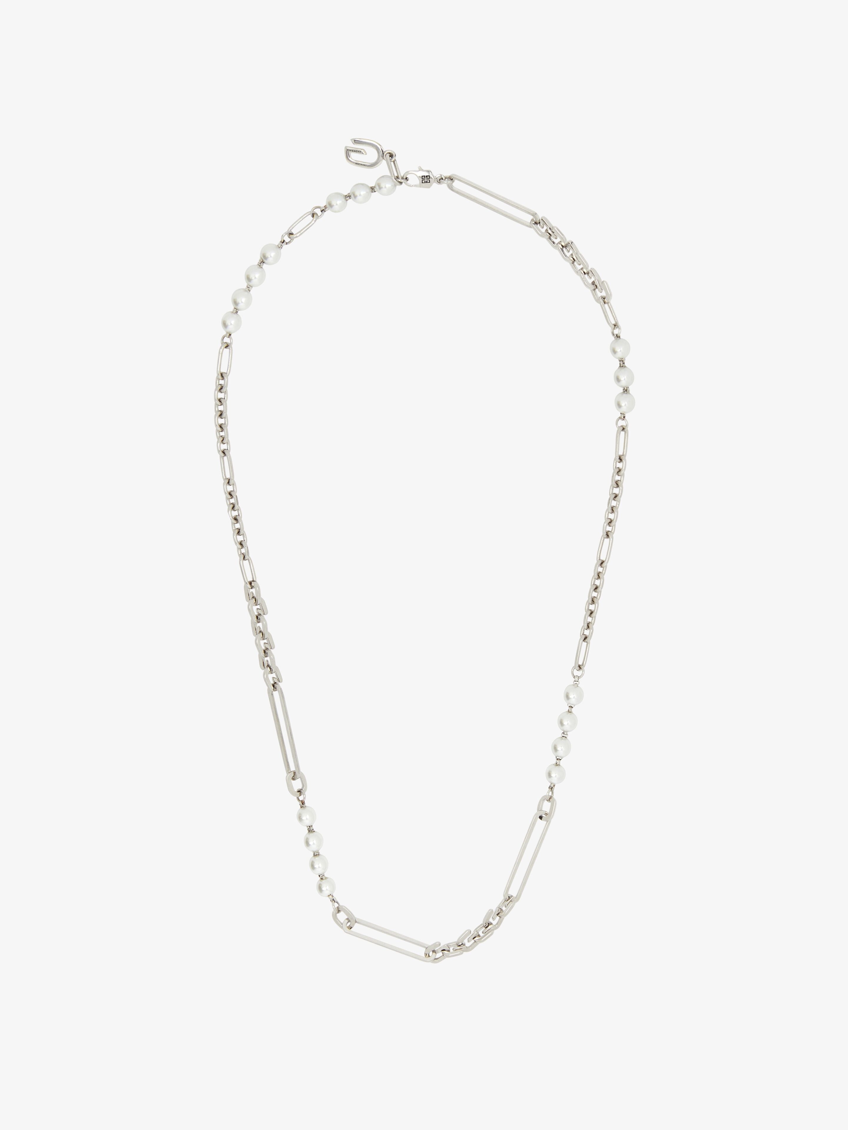 G LINK NECKLACE IN METAL WITH PEARLS - 5