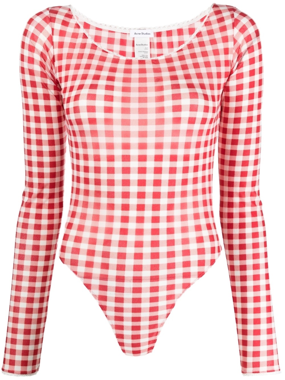 gingham-pattern long-sleeve body - 1