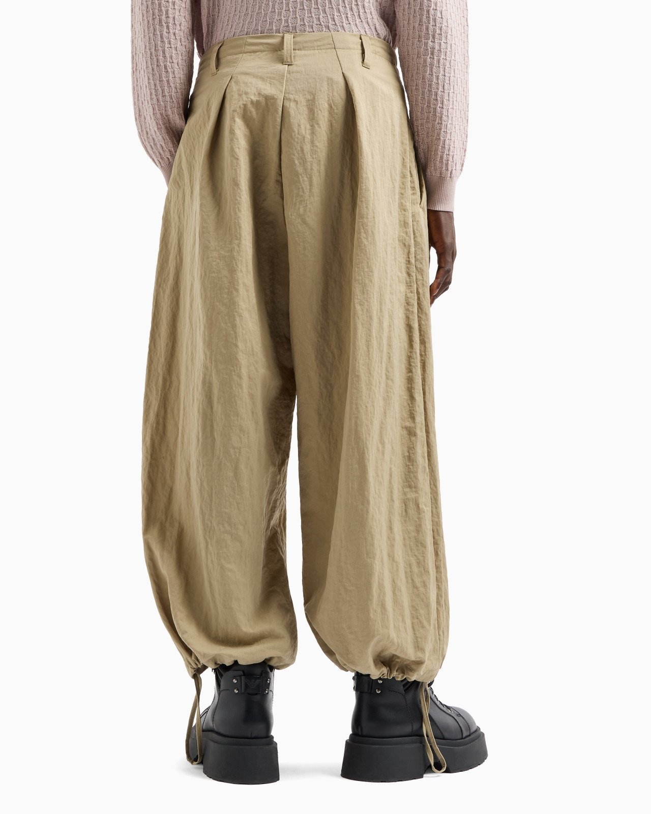 WIDE TROUSERS IN TECHNICAL FABRIC WITH DRAWSTRING AT THE HEM - 3