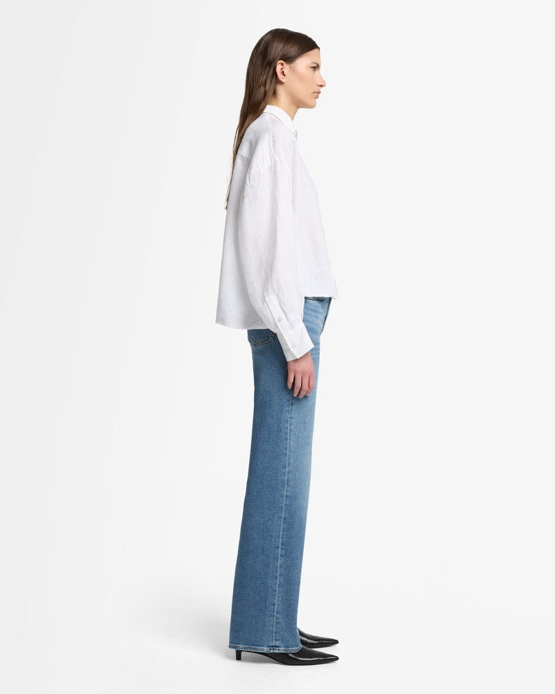 Linen Cropped Shirt in Optical White 6
