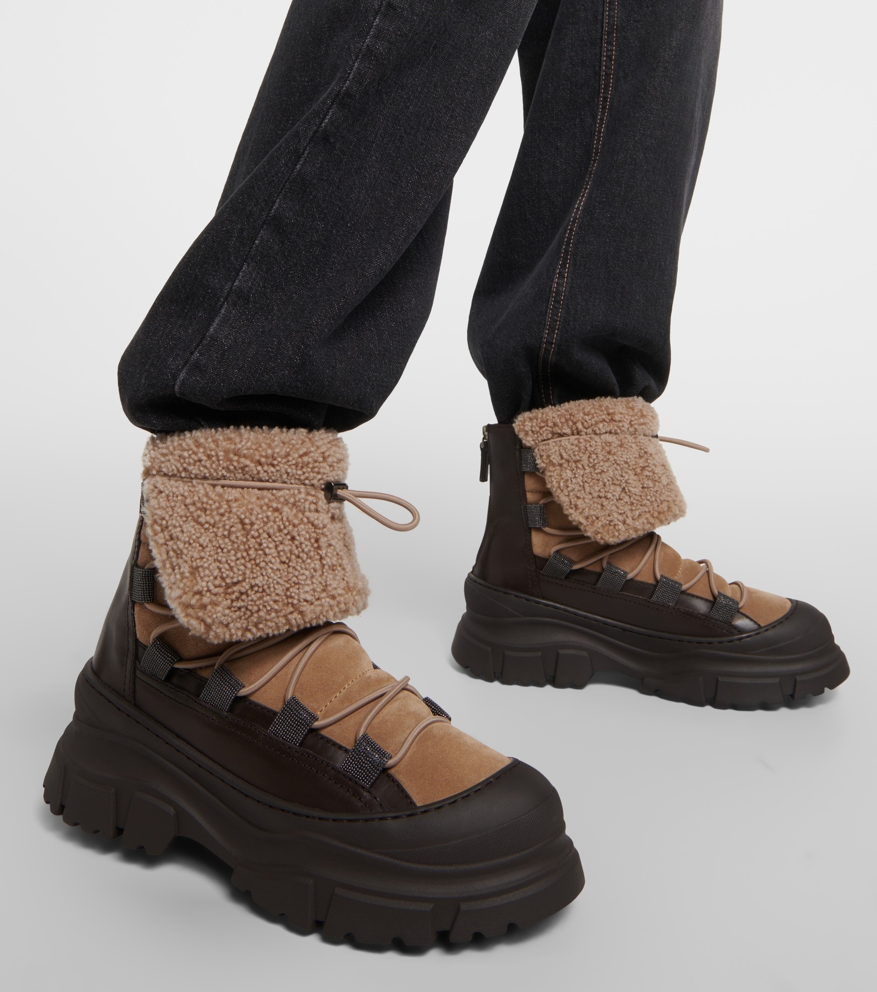 Shearling-lined suede ankle boots - 4