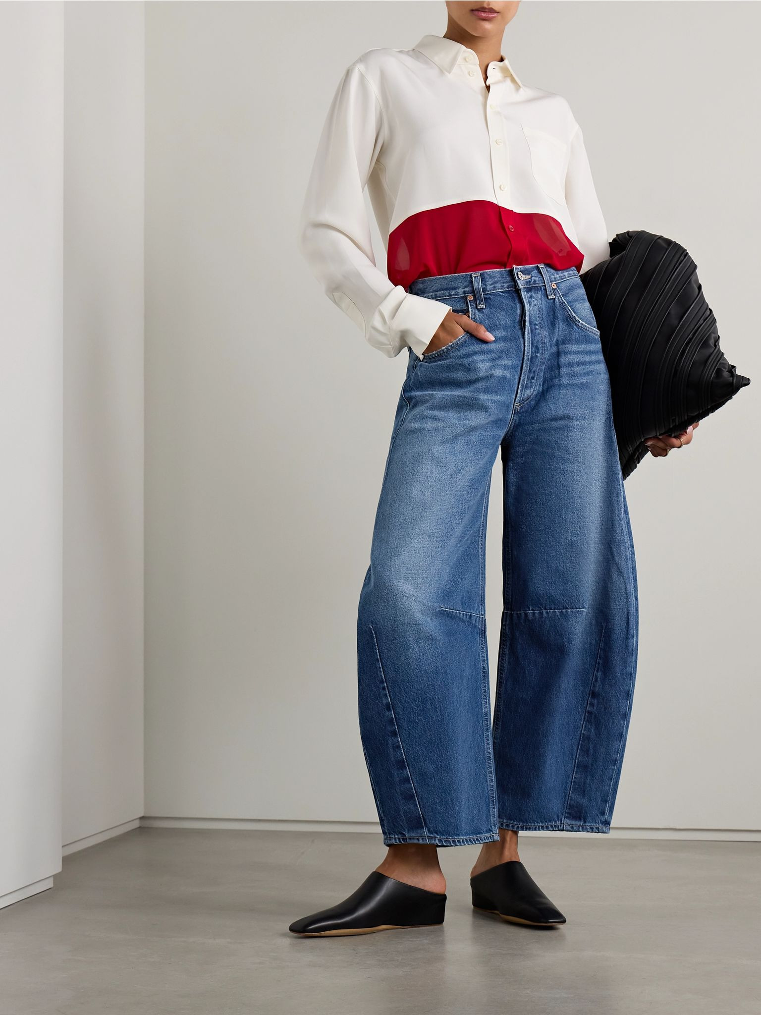 Horseshoe high-rise barrel-leg jeans Mid denim - 2