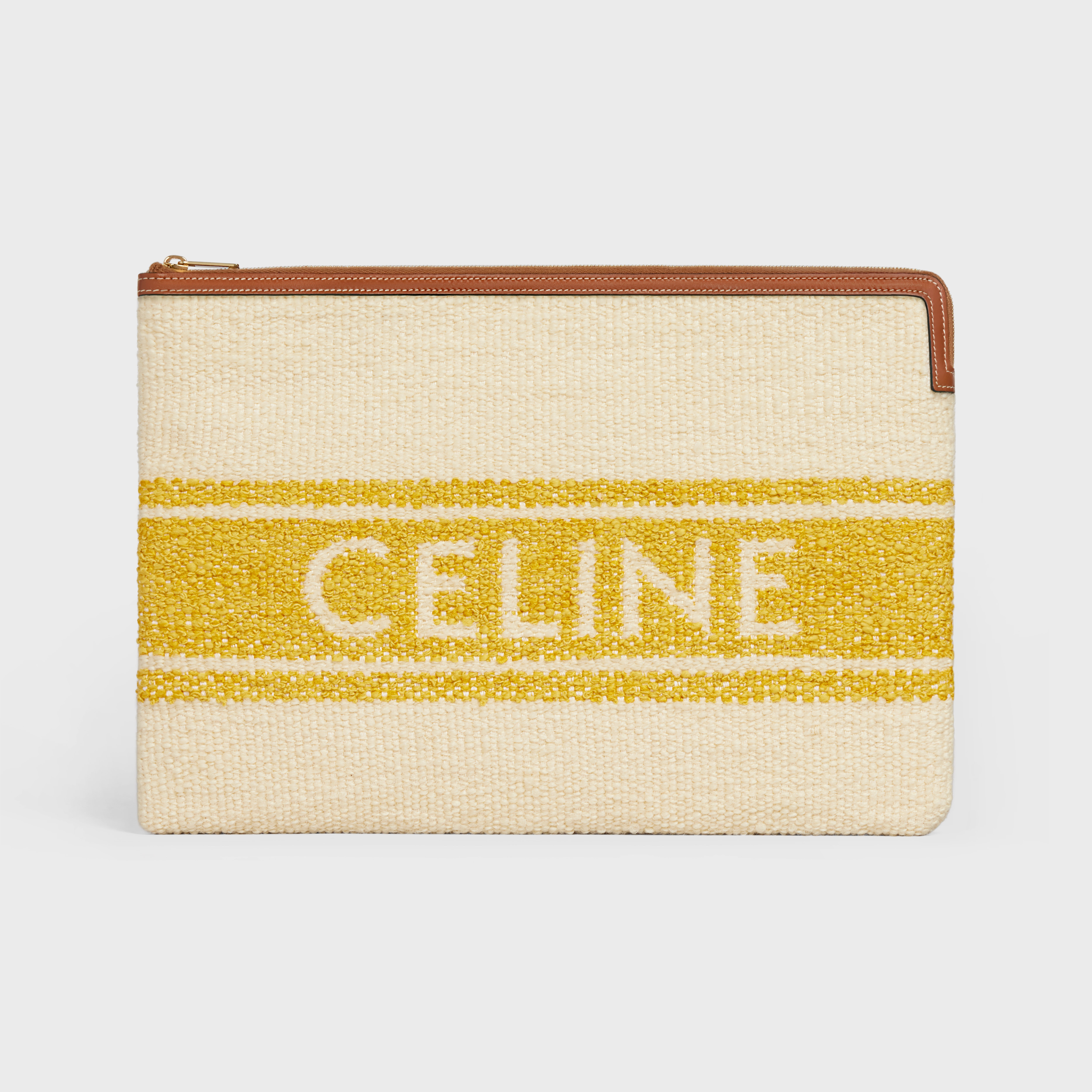 Large pouch in "Plein Soleil" Textile and calfskin - 1