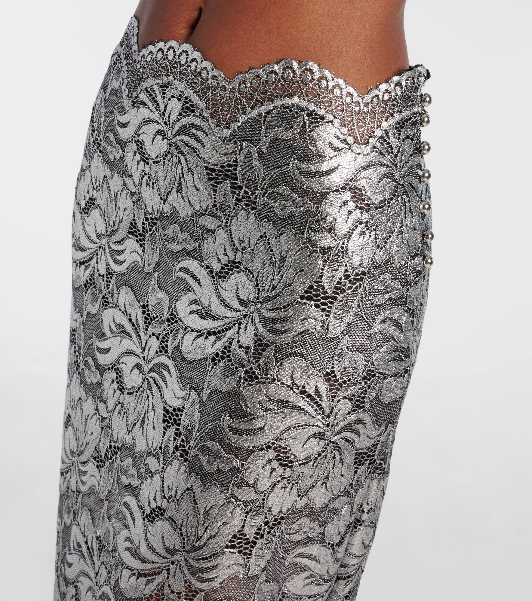 Metallic-effect lace midi skirt - 4