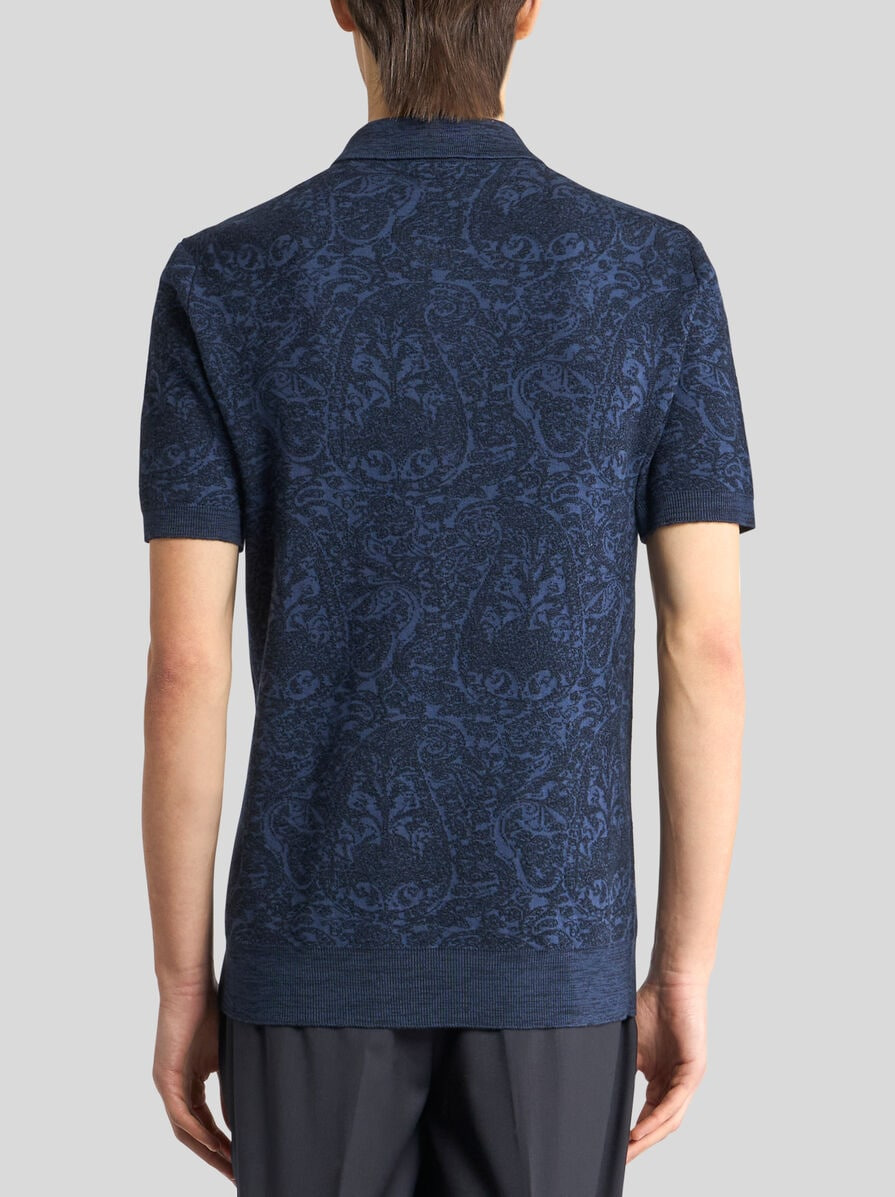 COTTON- AND WOOL-BLEND JACQUARD POLO - 5