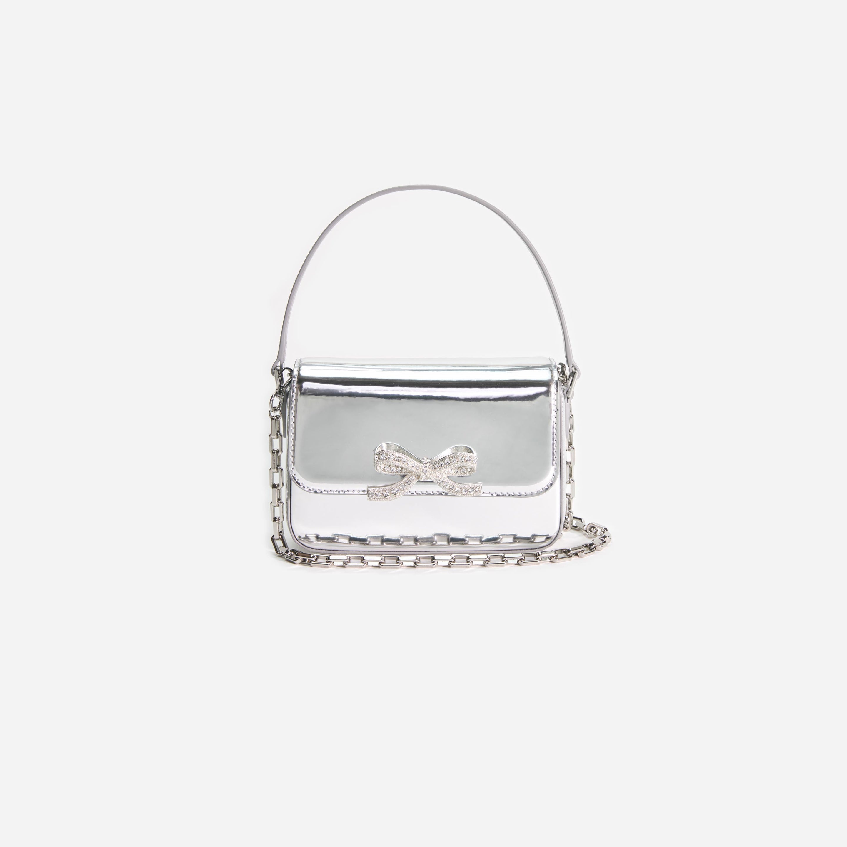 Silver Leather Micro Bag - 4
