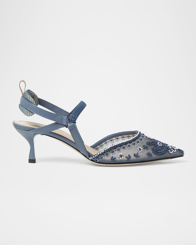 Colibri Embroidered Mesh Sporty Slingback Pumps 1
